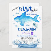 Sharktastic Different Birthday Invitation Kaart (Voorkant / Achterkant)