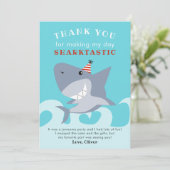 Sharktastic haai vis verjaardagsfeestje bedankkaart (Staand voorkant)
