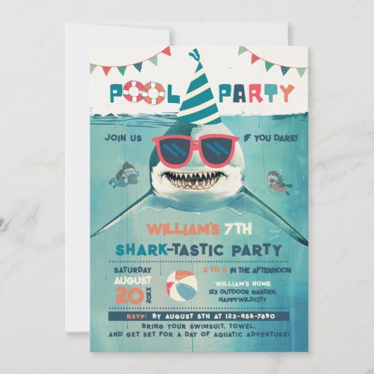 Sharktastic Pool Party Kaart (Voorkant)