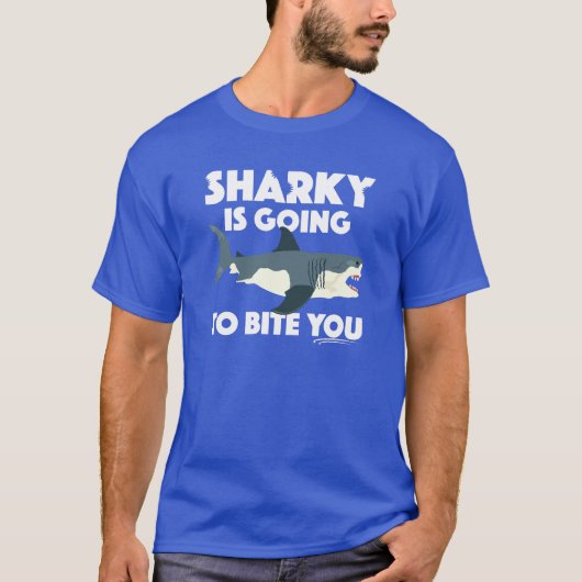 Sharky gaat bijten je ontwerp - Basic Dark T- T-shirt (Voorkant)