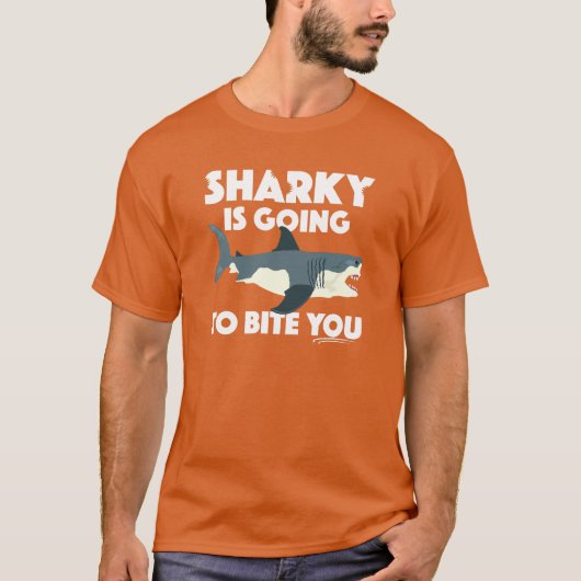 Sharky gaat bijten je ontwerp - Basic Dark T- T-shirt (Voorkant)