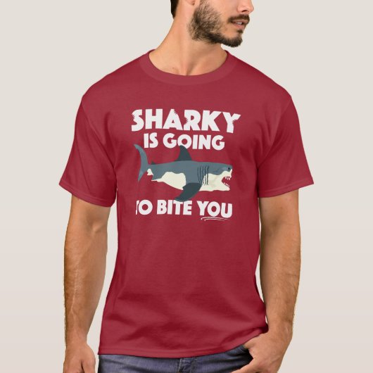Sharky gaat bijten je ontwerp - Basic Dark T- T-shirt (Voorkant)