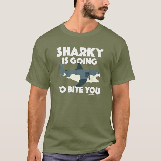 Sharky gaat bijten je ontwerp - Basic Dark T- T-shirt (Voorkant)