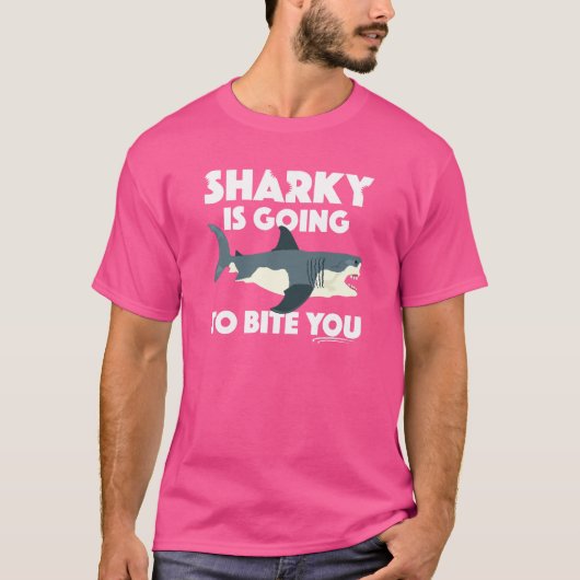 Sharky gaat bijten je ontwerp - Basic Dark T- T-shirt (Voorkant)