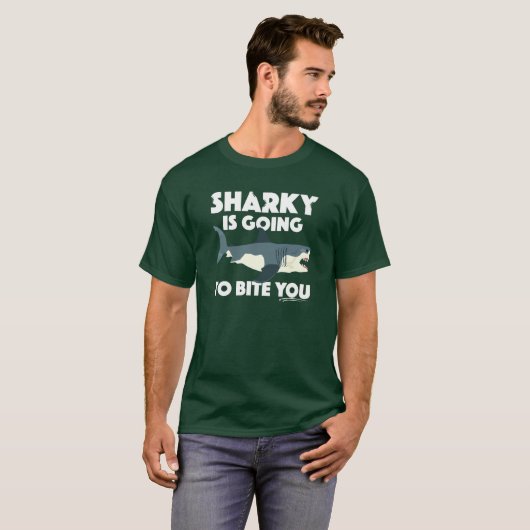 Sharky gaat bijten je ontwerp - Basic Dark T- T-shirt (Voorkant volledig)