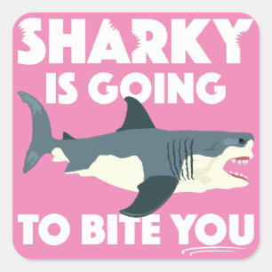 Sharky gaat bijten u ontwerp - Square Button Vierkante Sticker