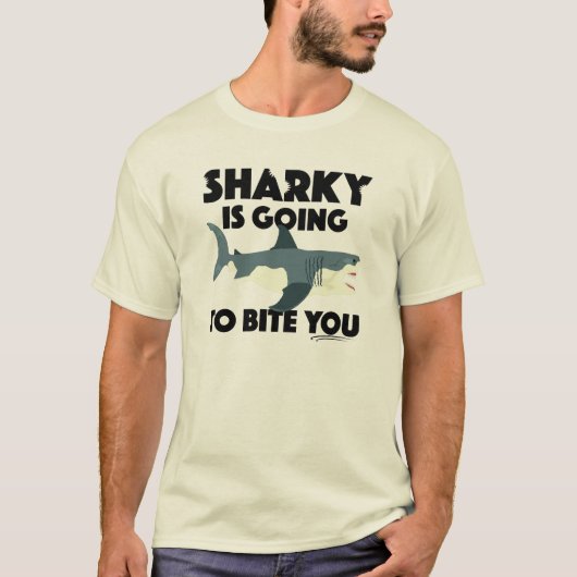 Sharky gaat je ontwerp bijten - Mannen Basic T-shirt (Voorkant)