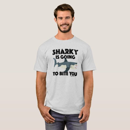 Sharky gaat je ontwerp bijten - Mannen Basic T-shirt (Voorkant volledig)