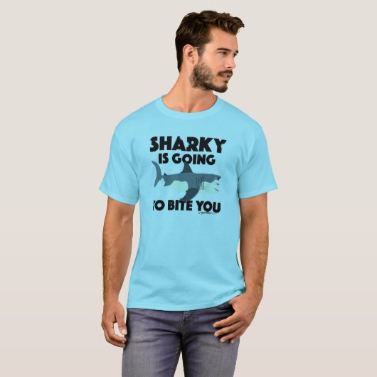 Sharky gaat je ontwerp bijten - Mannen Basic T-shirt (Voorkant volledig)