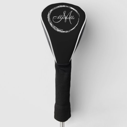 Sharp Abstracte zilver en zwart monogram Golfheadcover (Voorkant)