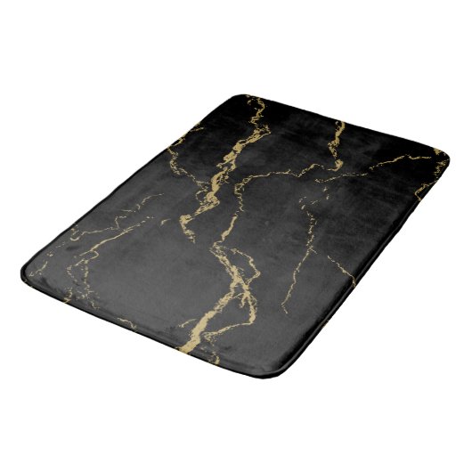 Sharp Black en Gold Marble Badmat (Gekanteld)