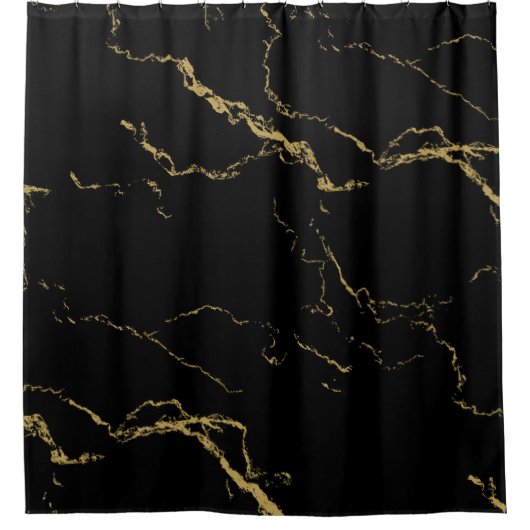 Sharp Black en Gold Marble Douchegordijn (Voorkant)