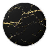 Sharp Black en Gold Marble Keramische Knop (Voorkant)