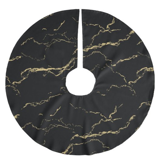 Sharp Black en Gold Marble Kerstboom Rok (Voorkant)