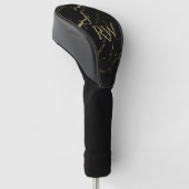 Sharp Black en Gold Marble Monogram Golfheadcover (Schuin)