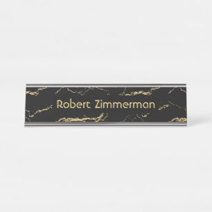 Sharp Black en Gold Marble Personal Bureau Naambordje