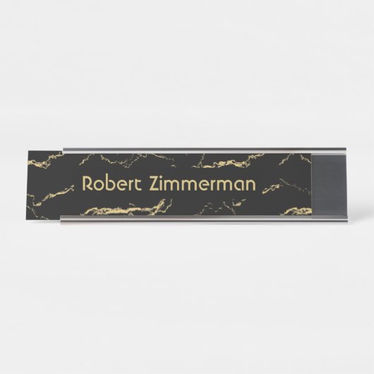 Sharp Black en Gold Marble Personal Bureau Naambordje (Voorkant)