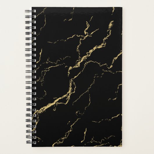Sharp Black en Gold Marble Planner (Voorkant)