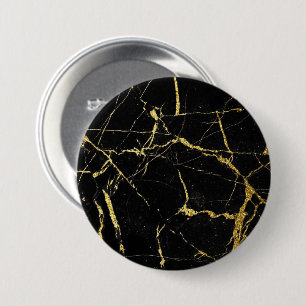 Sharp Black en Gold Marble Ronde Button 7,6 Cm