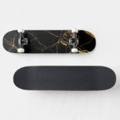 Sharp Black en Gold Marble Skateboard (Horizontaal)
