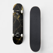 Sharp Black en Gold Marble Skateboard (Voorkant)