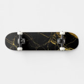 Sharp Black en Gold Marble Skateboard (Horizontaal)