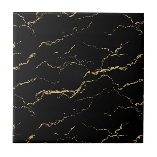 Sharp Black en Gold Marble Tegeltje (Voorkant)