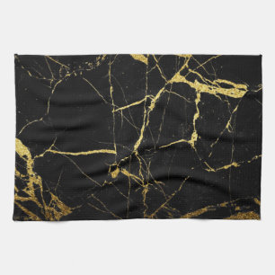 Sharp Black en Gold Marble Theedoek