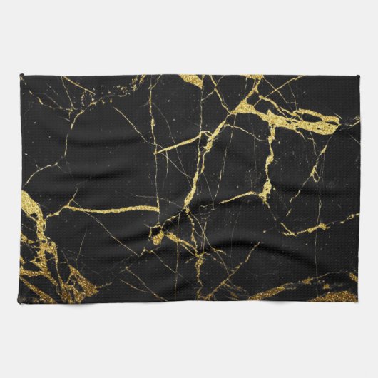 Sharp Black en Gold Marble Theedoek (Horizontaal)