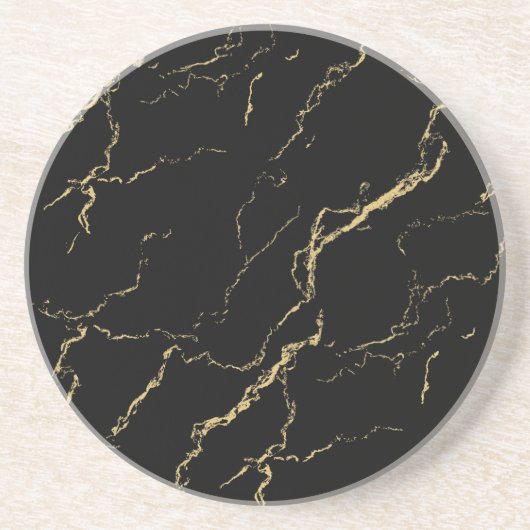 Sharp Black en Gold Marble Zandsteen Onderzetter (Voorkant)