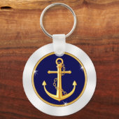 Sharp Blue, White en Gold Anchor Sleutelhanger BUL (Voorkant)