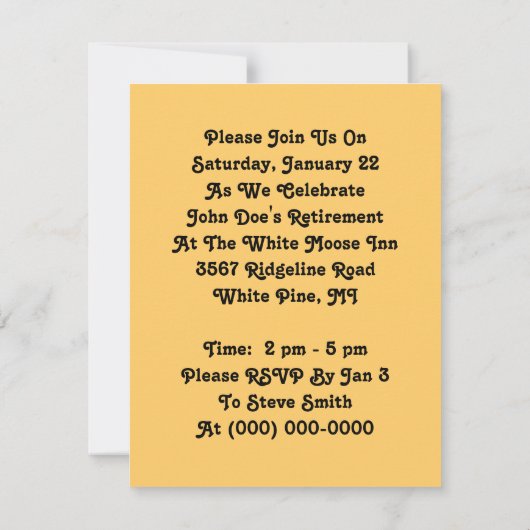 Sharp Dapper Party Invitation Retirement Kaart (Achterkant)