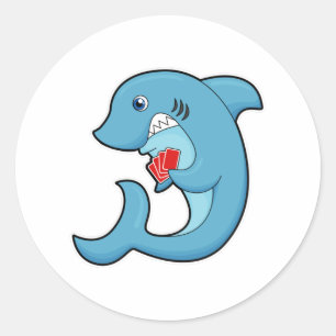 Sharp in Poker met Poker-kaarten Ronde Sticker