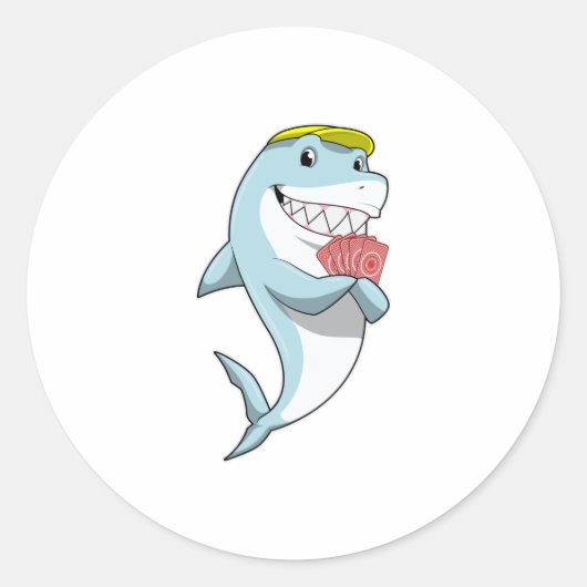 Sharp in Poker met Poker-kaarten Ronde Sticker (Voorkant)