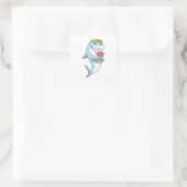 Sharp in Poker met Poker-kaarten Vierkante Sticker (Tas)