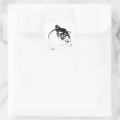 Sharp-Line Corgi Vierkante Sticker (Tas)