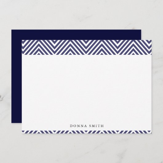 Sharp Navy Chevron Flat Note-kaarten Notitiekaartje (Voorkant / Achterkant)