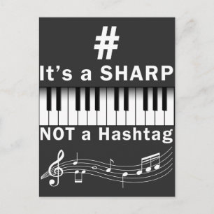 Sharp not Hashtag Piano Player Musician Keyboard Briefkaart
