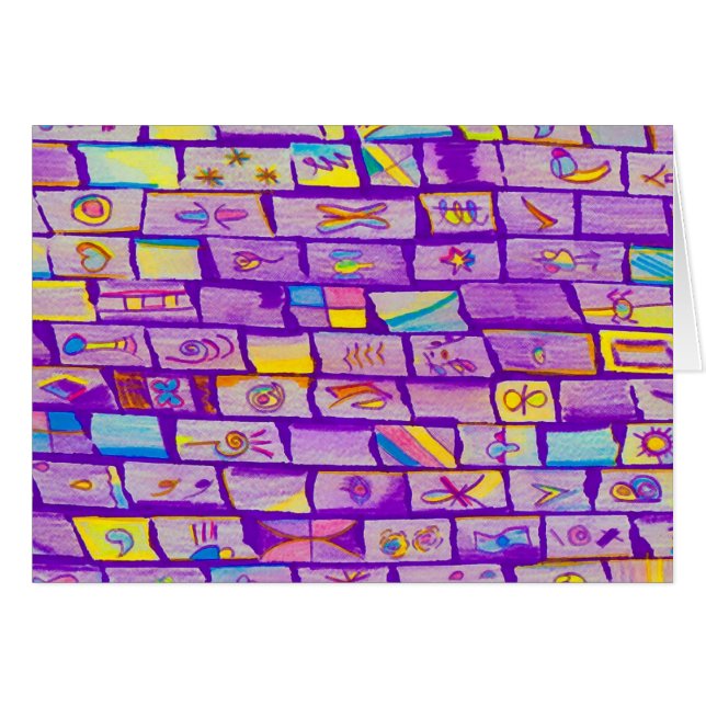 Sharp Paarse Bricks Wenskaart (Voorkant Horizontaal)