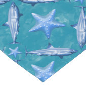 Sharp Starfish Ocean Life Nautical Coastal Blue Korte Tafelloper (Hoek)