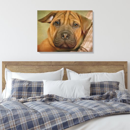 Sharpei-Beagle Puppy Canvas Afdruk (Insitu (Slaapkamer))