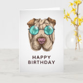 Sharpei in zonnebril | Jouw tekst toevoegen Kaart (Gele Bloem)