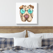 Sharpei in zonnebrillen canvas afdruk (Insitu (Slaapkamer))