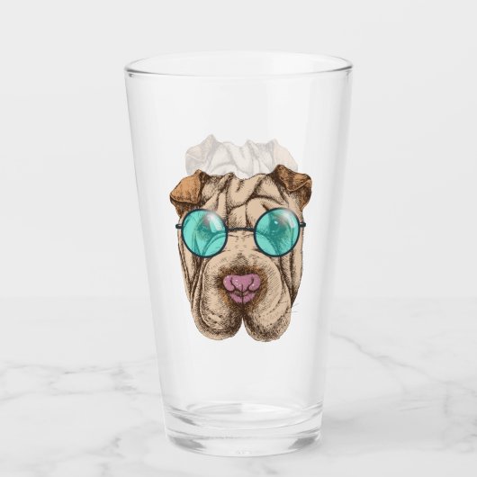 Sharpei in zonnebrillen glas (Voorkant)