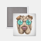 Sharpei in zonnebrillen magneet (Voorkant / Achterkant)