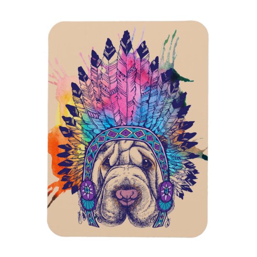 Sharpei Native American Indian Chief Magneet (Verticaal)