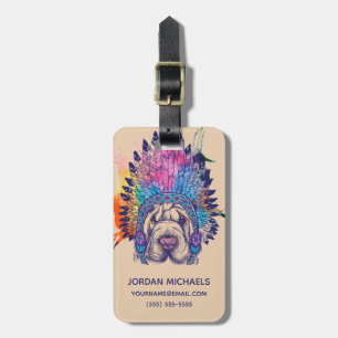 Sharpei Native American Indian Chief Naam toevoe Bagagelabel