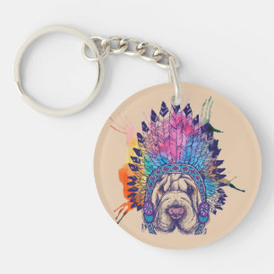 Sharpei Native American Indian Chief Sleutelhanger