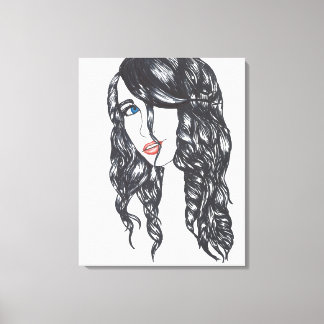 Sharpie Meisje Stretched Canvas Print (Medium)