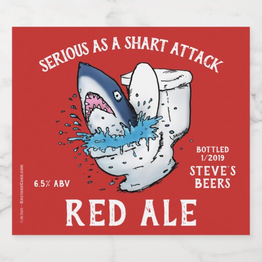 Shart Attack Funny Toilet Shark Bier Etiket (Enkel label)